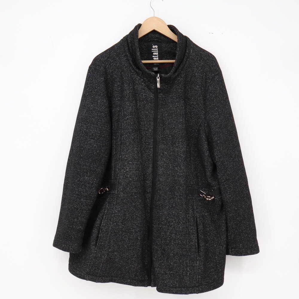 D.E.T.A.I.L.S. Jacket Womens 2X Black Marled Cinch Waist Excellent
